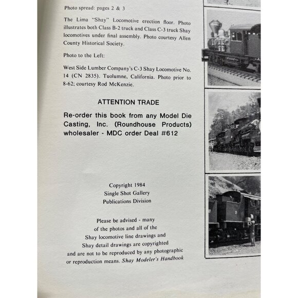 VTG Shay Modelers Handbook Series Class B and Class C Model Trains - Read - Picture 12 of 16
